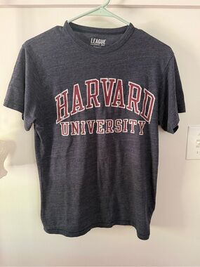 League Vintage Classic Harvard University Track Men's Heather Gray Tshirt-Size S